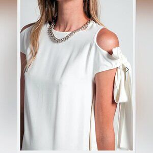 Helmut Lang Ivory Long Maxi Dress with Sleeve Tie Size M